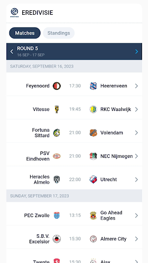 Dutch League Match Tracker Screenshot 1