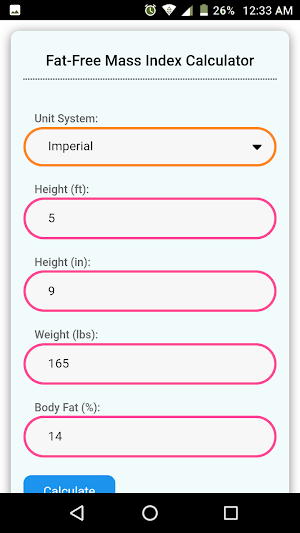Fat Free Mass Index Calculator Screenshot 2