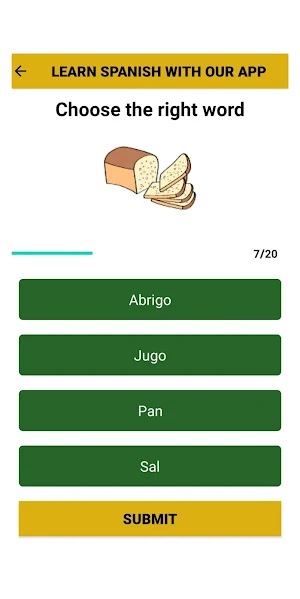 Spanish Vocabulary Test Screenshot 1