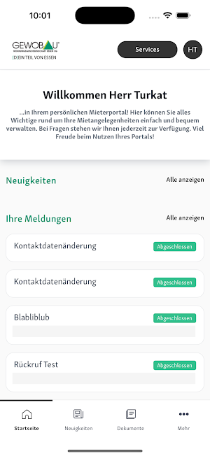GEWOBAU Serviceportal Screenshot 2