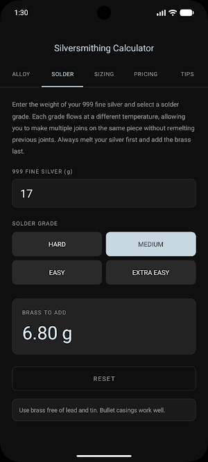 Silversmithing Calculator Screenshot 1