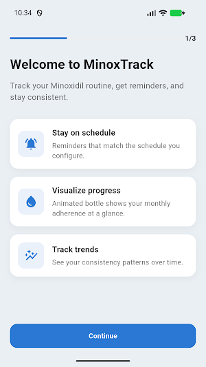 MinoxTrack: Minoxidil Tracker Screenshot 1