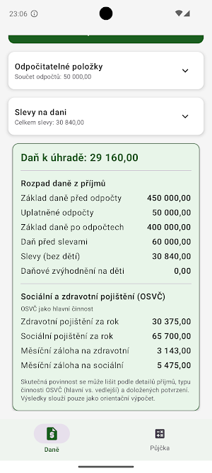 Daňová a finanční kalkulačka Screenshot 2