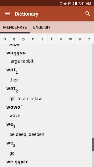 Mendenkye-English Dictionary Screenshot 2