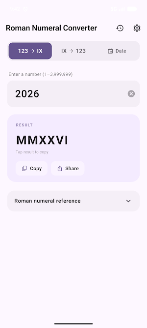 Roman Numeral Converter Screenshot 0