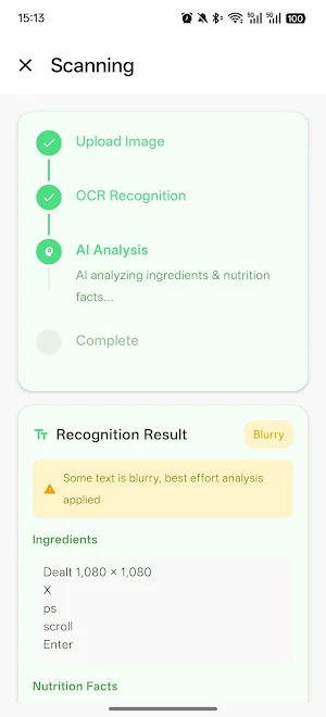 VibeEating: AI Ingredient Scan Screenshot 2