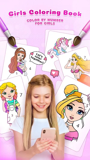 Girls Coloring Book - Color by Number for Girls Screenshot 0