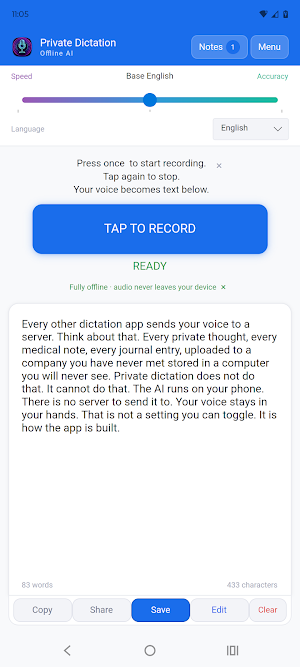 Private Dictation: Offline AI Screenshot 0