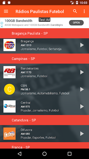Rádios Paulistas de Futebol - AM e FM de SP Screenshot 2