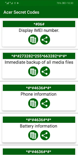 Secret Codes for Acer  Mobiles 2021 Screenshot 1