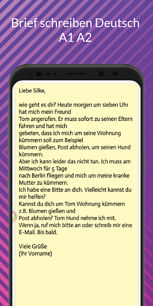 Brief schreiben Deutsch A1 A2 Screenshot 3