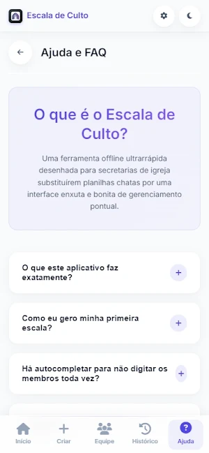 Gerador de Escala de Cultos Screenshot 3