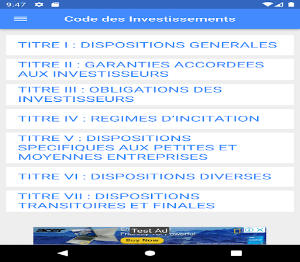 Code des Investissements C.I Screenshot 2