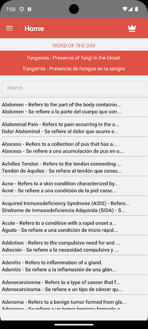 Medical Terms in Spanish Screenshot 0