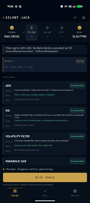 Silent Jack: MT4 EA Builder Screenshot 1
