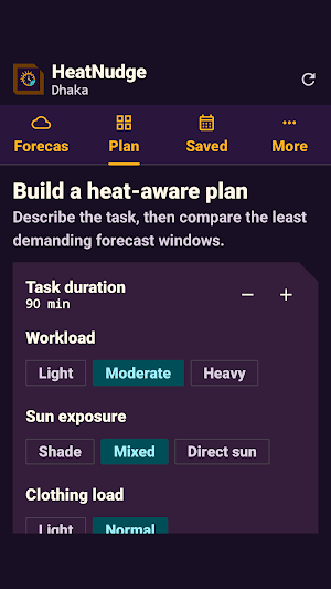 HeatNudge: Outdoor Planner Screenshot 0