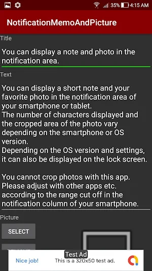 Notification Memo and Picture Screenshot 2
