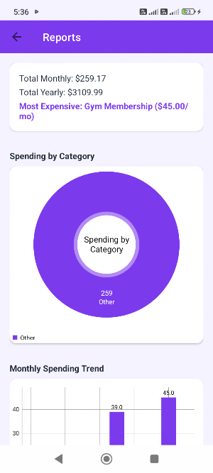 Subscription Tracker Manager Screenshot 2