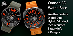 Orange 3D Watch Face Screenshot 0