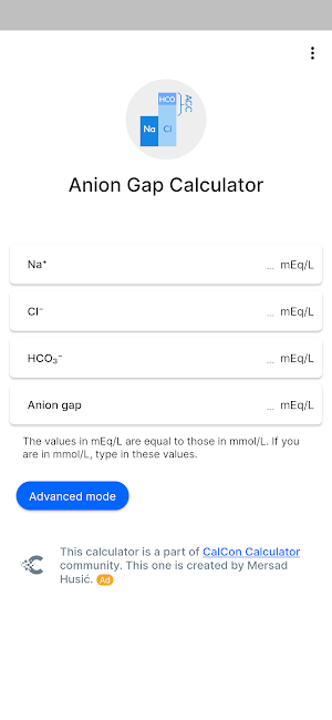 Anion Gap Calculator Screenshot 0