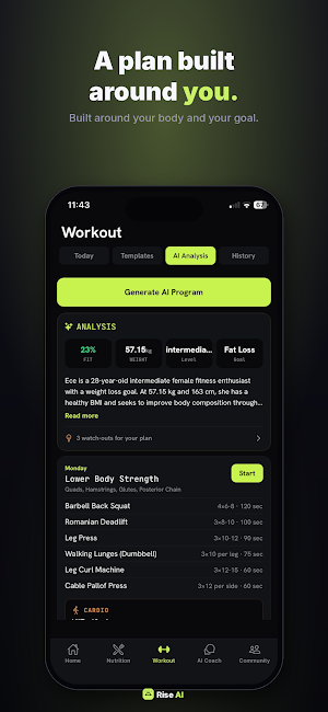 Rise AI: Calorie & Workout Screenshot 2