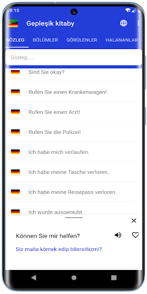 Turkmen-German phrasebook Screenshot 1