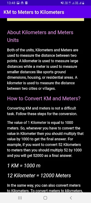 KM to Meters to Kilometers Screenshot 2