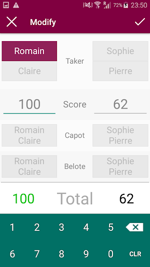 Belote Score Screenshot 2