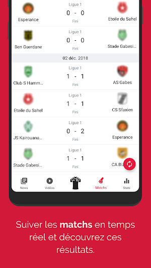 Tunisia Foot: Live Results, Match, Standings Screenshot 1
