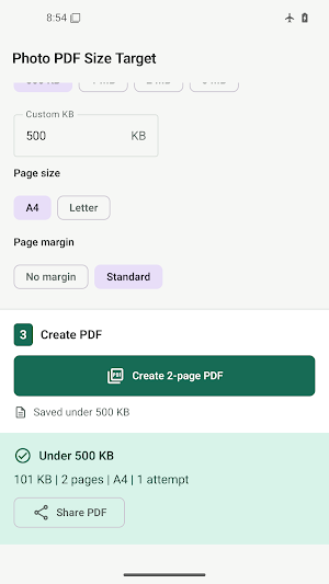 Photo PDF Size Target Screenshot 3