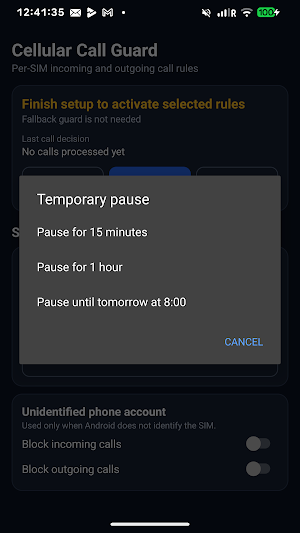 Cellular Call Guard Screenshot 2