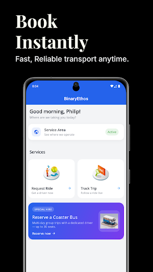 BinaryEthos - Request a ride Screenshot 1