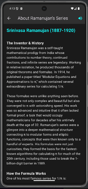 Pi (π) Calculation Algorithms Screenshot 3
