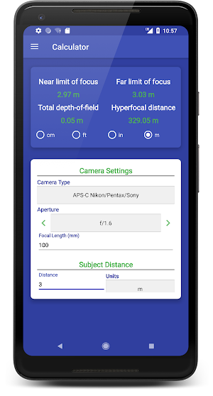 DOF Calculator Screenshot 3