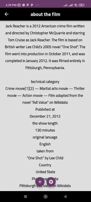 Jack reacher - info Screenshot 2