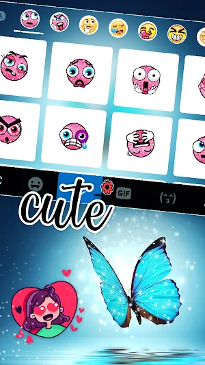 Shine Blue Butterfly Keyboard Background Screenshot 2