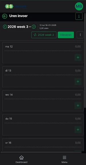 AB Vakwerk Urenregistratie Screenshot 1
