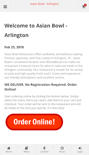 Asian Bowl Arlington Ordering Screenshot 0