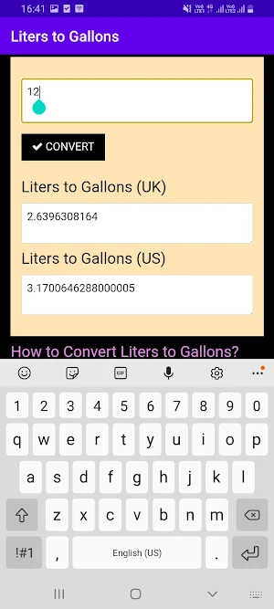 Liters to Gallons (Gal) Screenshot 3