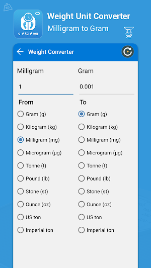 Gram , Kg ,Tons, Milli gram : Weight Convertor Screenshot 3