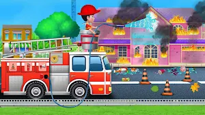 Fire Truck Sim 2d Rescue Games Screenshot 0