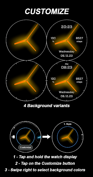 EY06 Orange Glow Watchface Screenshot 3