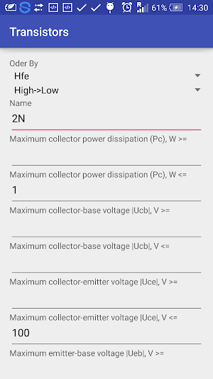 Bipolar Transistors Database Screenshot 0