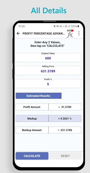 Profit Percentage Calculator Screenshot 2