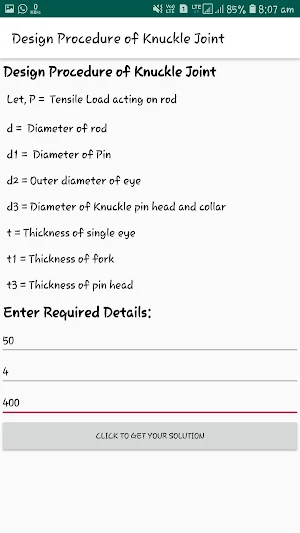 Machine Design : Knuckle Joint Screenshot 1