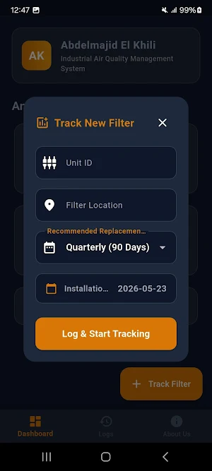 Filter Change Tracker Screenshot 2