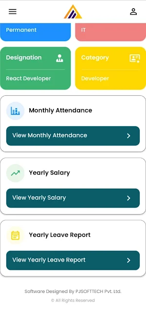 PjSoftTech Employee Portal Screenshot 1