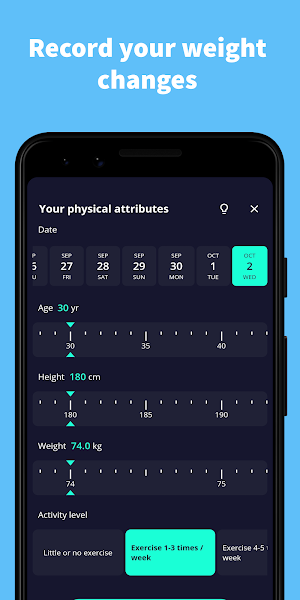 Adlee: BMI score, Weight Diary, Set Weight Goals Screenshot 2