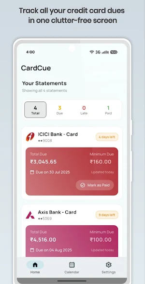 Card Cue - CC Bill Tracker Screenshot 0