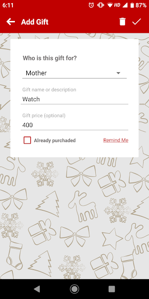 Christmas Budget Planner Screenshot 2